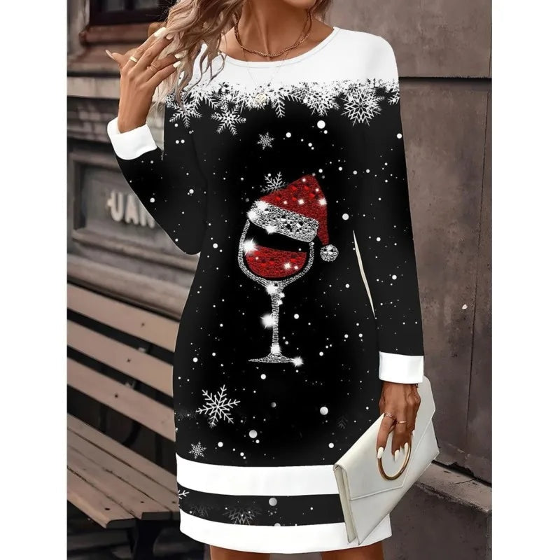 Josephine | Women's Christmas Dress Long Sleeve Mini Snowman Print