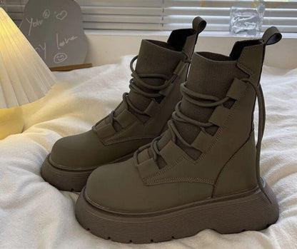 Lara | Botas Militares Mulher Plataforma com Atacadores