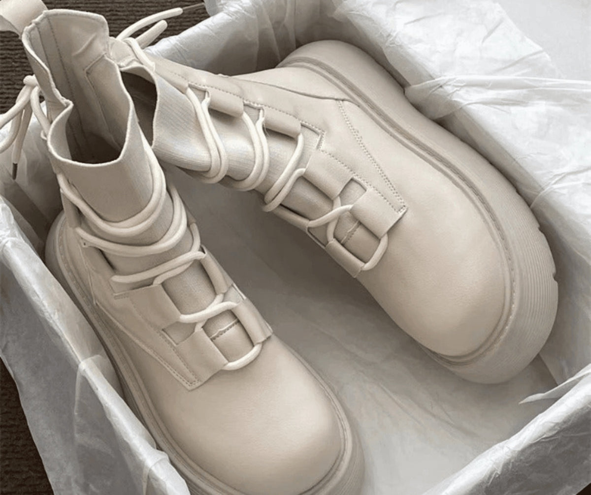 Lara | Botas Militares Mulher Plataforma com Atacadores