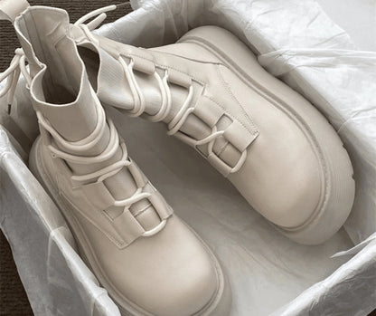 Lara | Botas Militares Mulher Plataforma com Atacadores