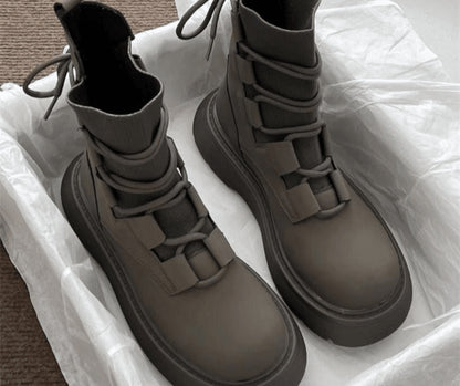 Lara | Botas Militares Mulher Plataforma com Atacadores