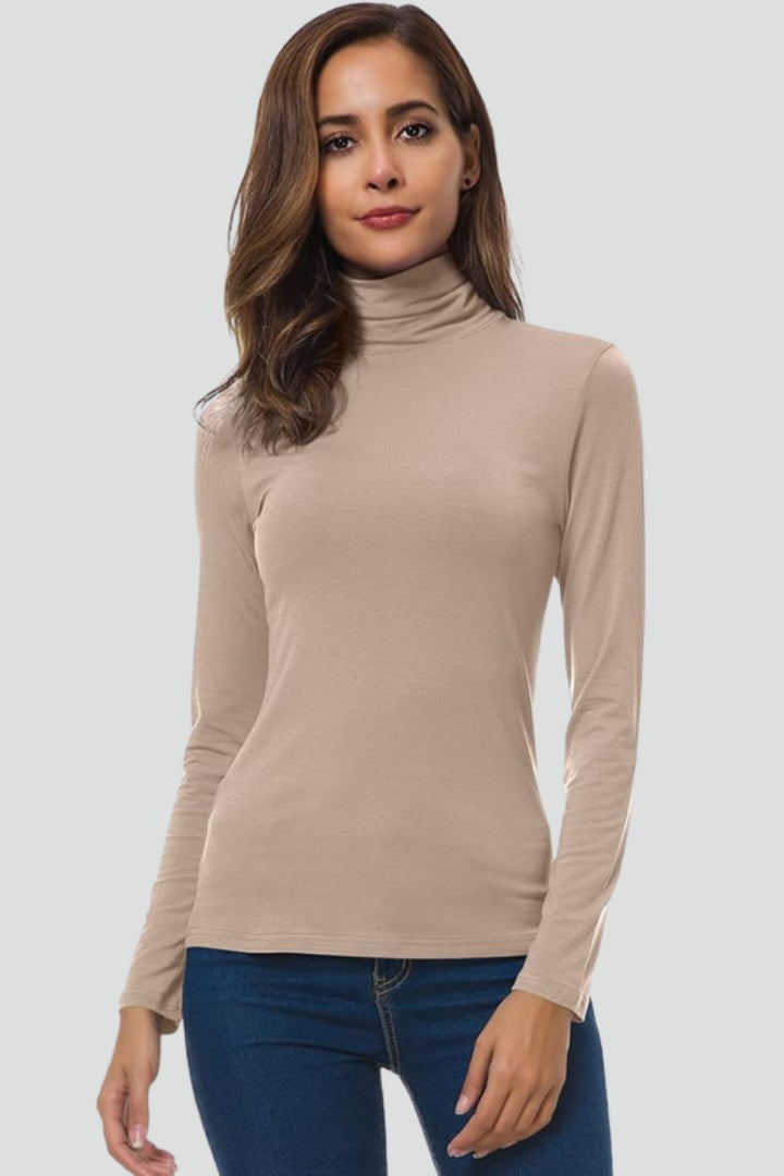 Laura | Camisola Gola Alta Mulher Manga Comprida Lisa