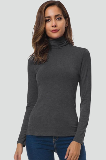 Laura | Camisola Gola Alta Mulher Manga Comprida Lisa