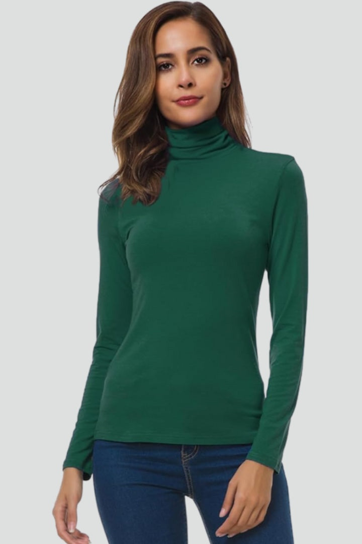 Laura | Camisola Gola Alta Mulher Manga Comprida Lisa