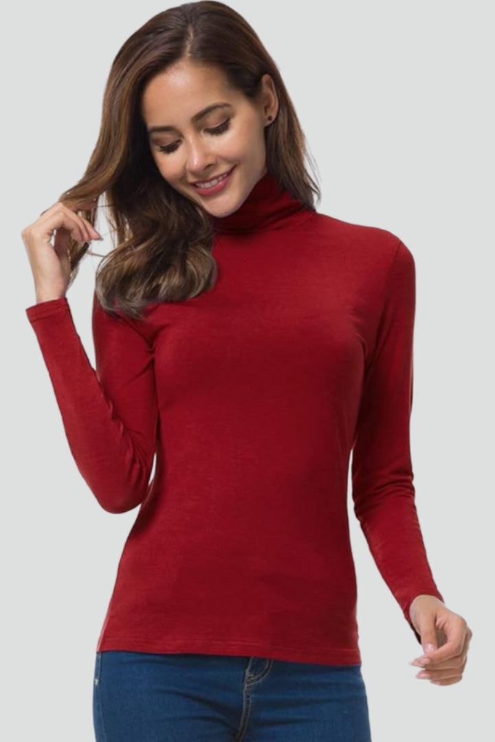 Laura | Camisola Gola Alta Mulher Manga Comprida Lisa