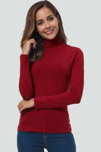 Laura | Camisola Gola Alta Mulher Manga Comprida Lisa