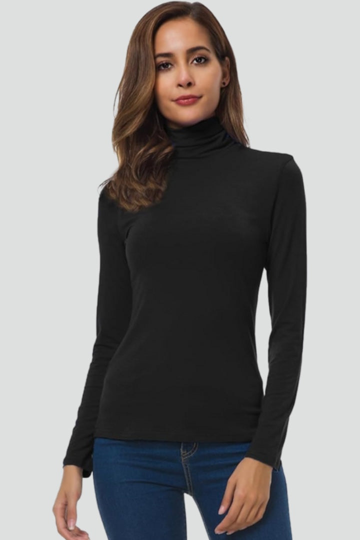 Laura | Camisola Gola Alta Mulher Manga Comprida Lisa