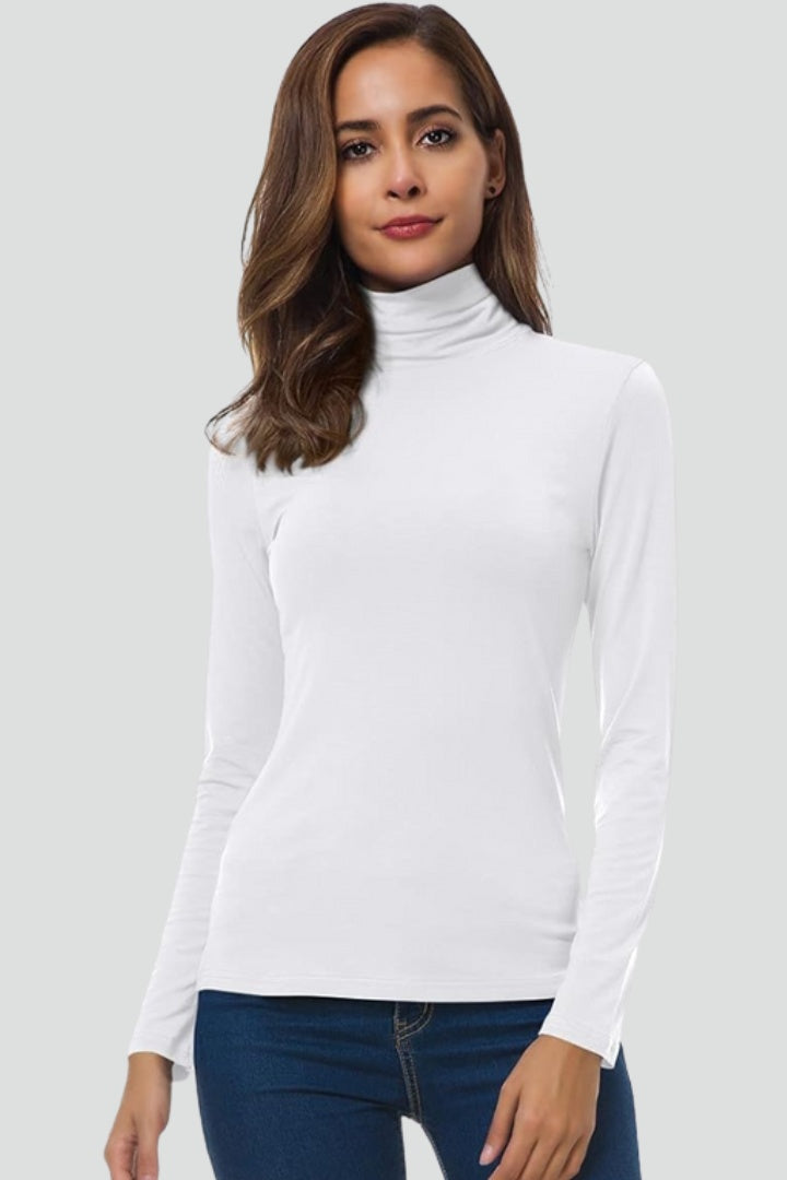 Laura | Camisola Gola Alta Mulher Manga Comprida Lisa