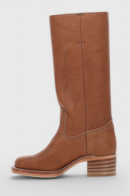 Leonor | Botas Cano Alto de Couro Mulher Salto Baixo