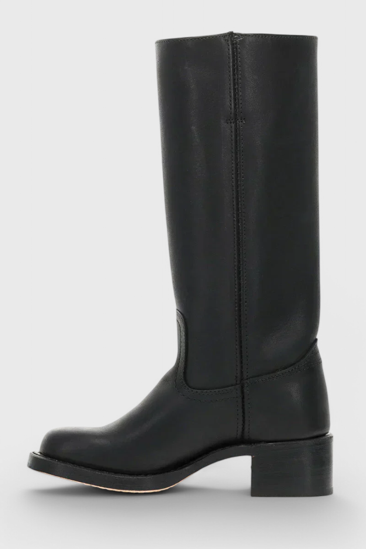 Leonor | Botas Cano Alto de Couro Mulher Salto Baixo