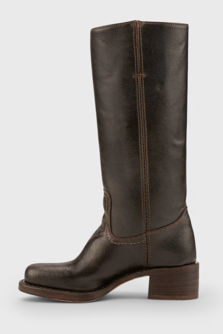 Leonor | Botas Cano Alto de Couro Mulher Salto Baixo