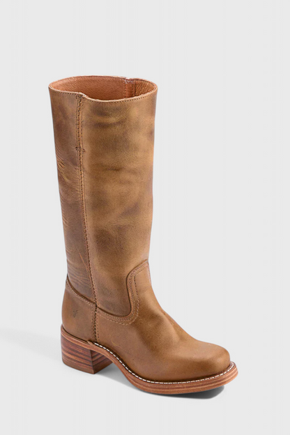 Leonor | Botas Cano Alto de Couro Mulher Salto Baixo