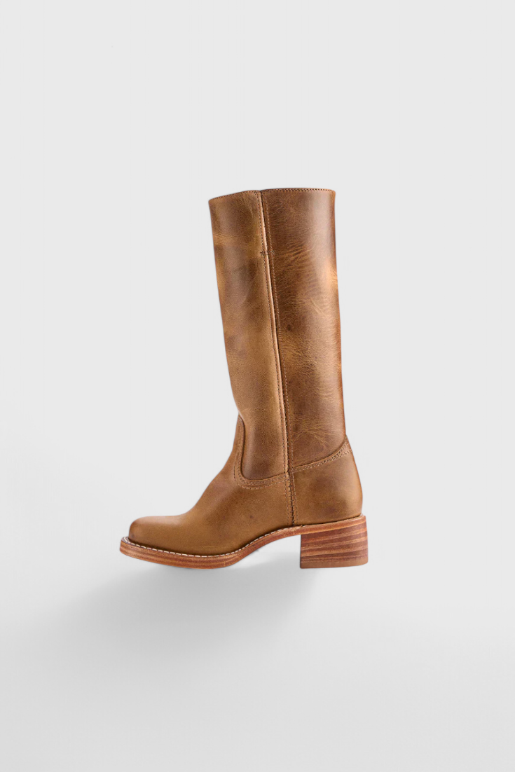 Leonor | Botas Cano Alto de Couro Mulher Salto Baixo