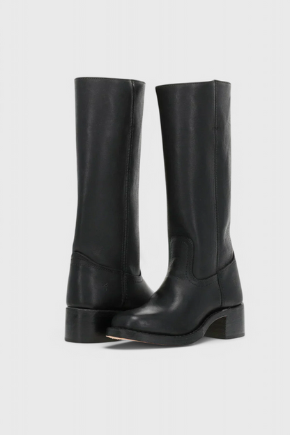 Leonor | Botas Cano Alto de Couro Mulher Salto Baixo