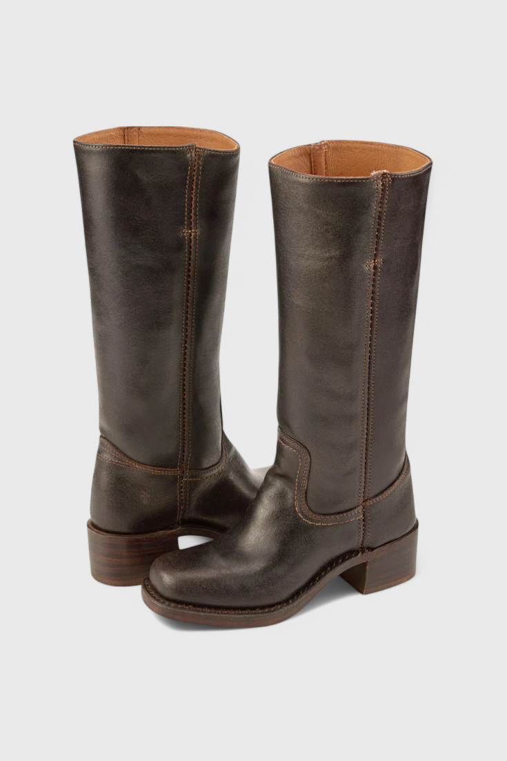 Leonor | Botas Cano Alto de Couro Mulher Salto Baixo