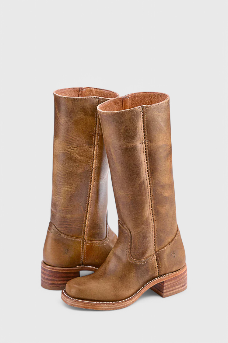 Leonor | Botas Cano Alto de Couro Mulher Salto Baixo