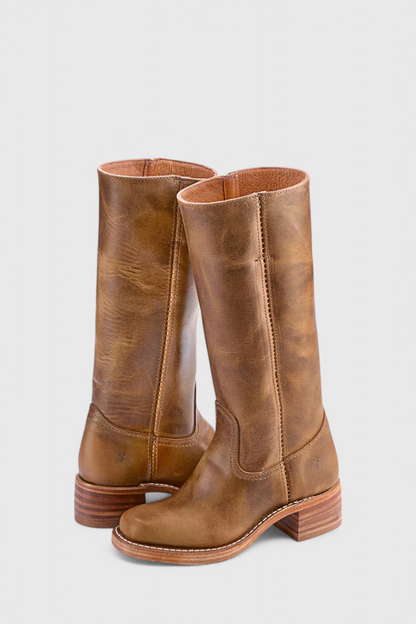 Leonor | Botas Cano Alto de Couro Mulher Salto Baixo