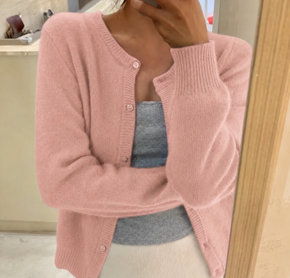 Leonor | Cardigan de Malha Suave Mulher Decote Redondo com Botões