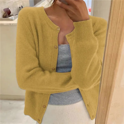 Leonor | Cardigan de Malha Suave Mulher Decote Redondo com Botões