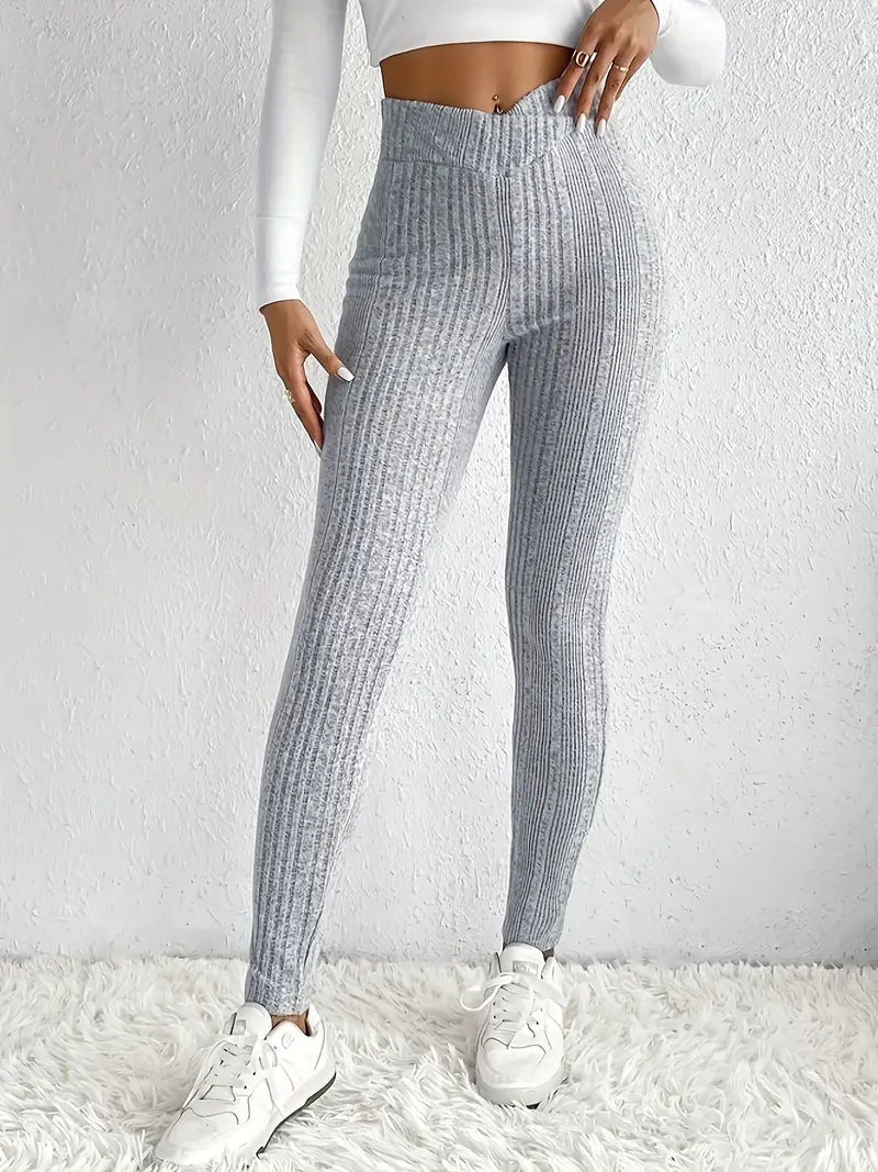 Leonor | Leggings de Malha Canelada Mulher Cintura Alta