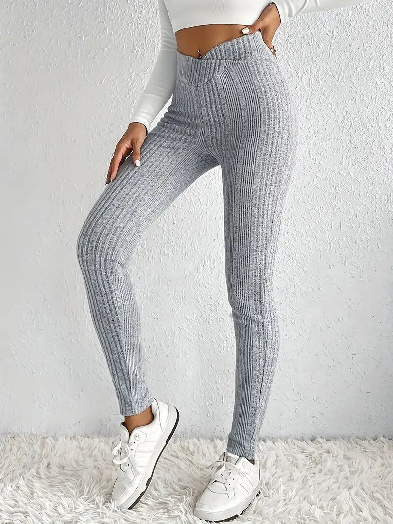 Leonor | Leggings de Malha Canelada Mulher Cintura Alta