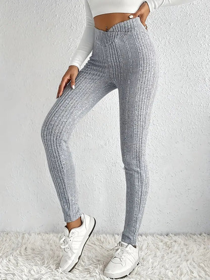 Leonor | Leggings de Malha Canelada Mulher Cintura Alta