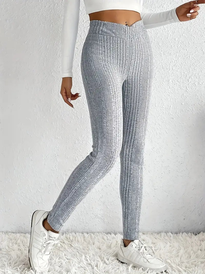 Leonor | Leggings de Malha Canelada Mulher Cintura Alta