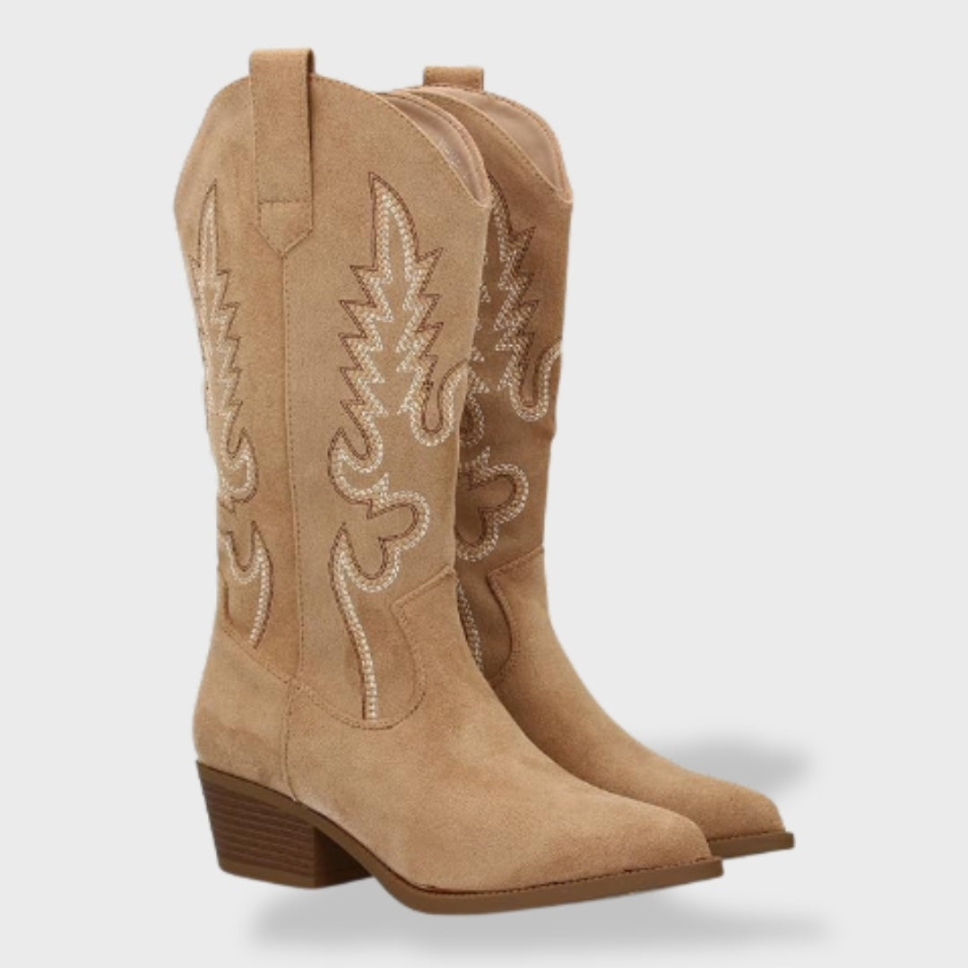 Liliana | Botas Cowboy de Camurça Mulher Cano Alto Bordadas