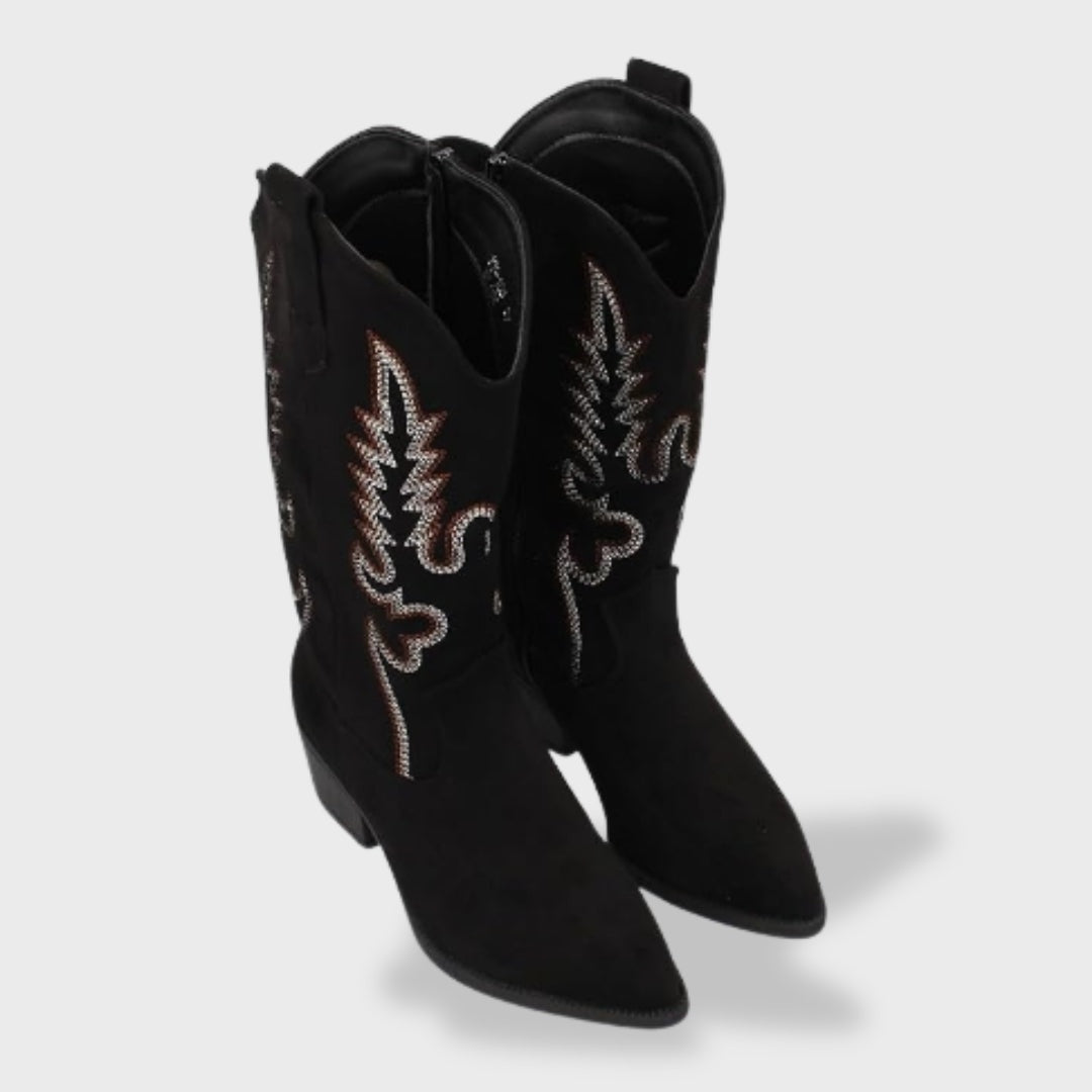 Liliana | Botas Cowboy de Camurça Mulher Cano Alto Bordadas
