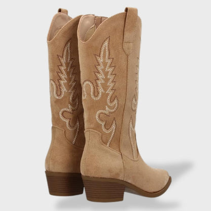 Liliana | Botas Cowboy de Camurça Mulher Cano Alto Bordadas