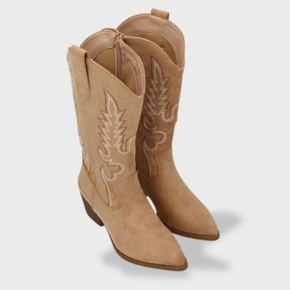 Liliana | Botas Cowboy de Camurça Mulher Cano Alto Bordadas