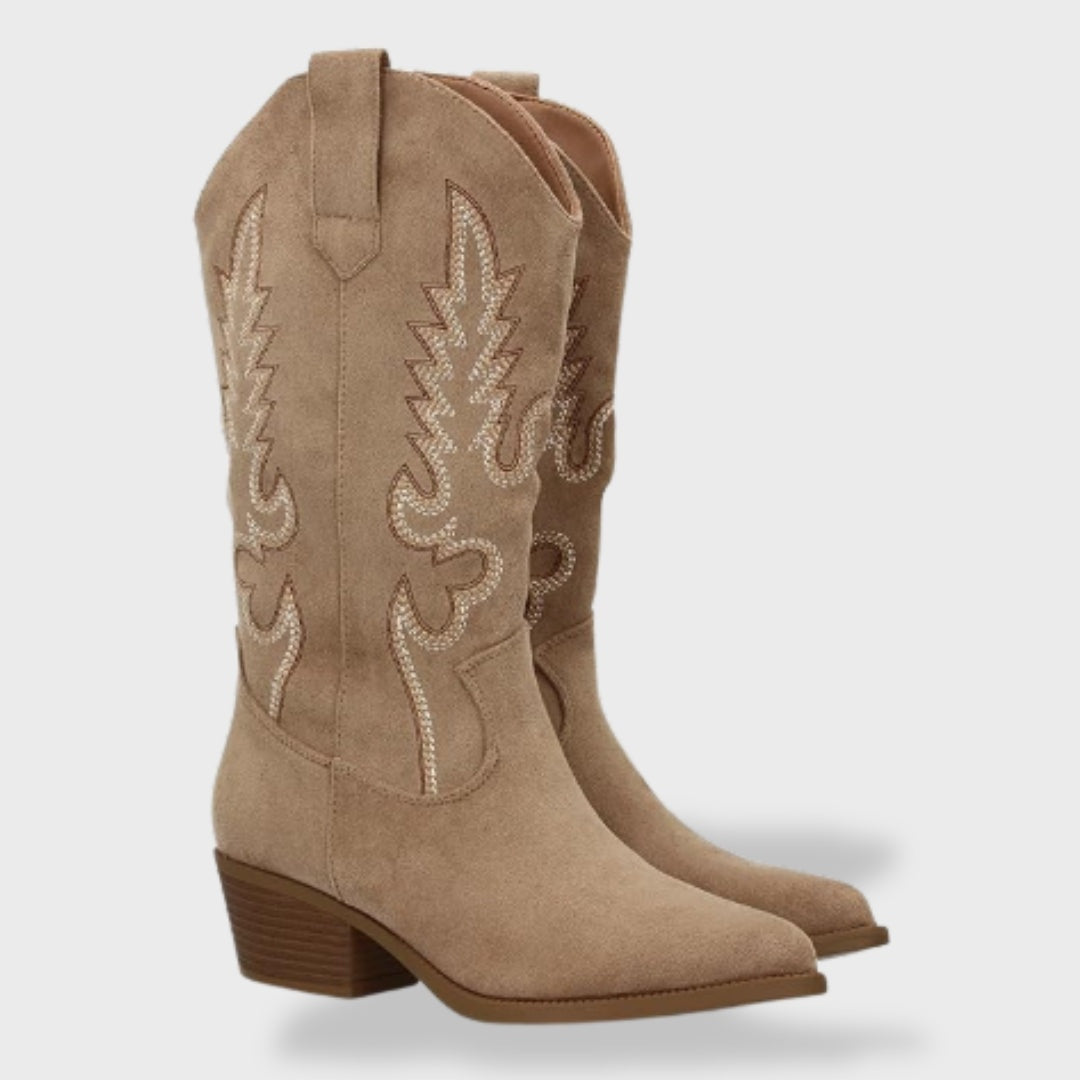 Liliana | Botas Cowboy de Camurça Mulher Cano Alto Bordadas