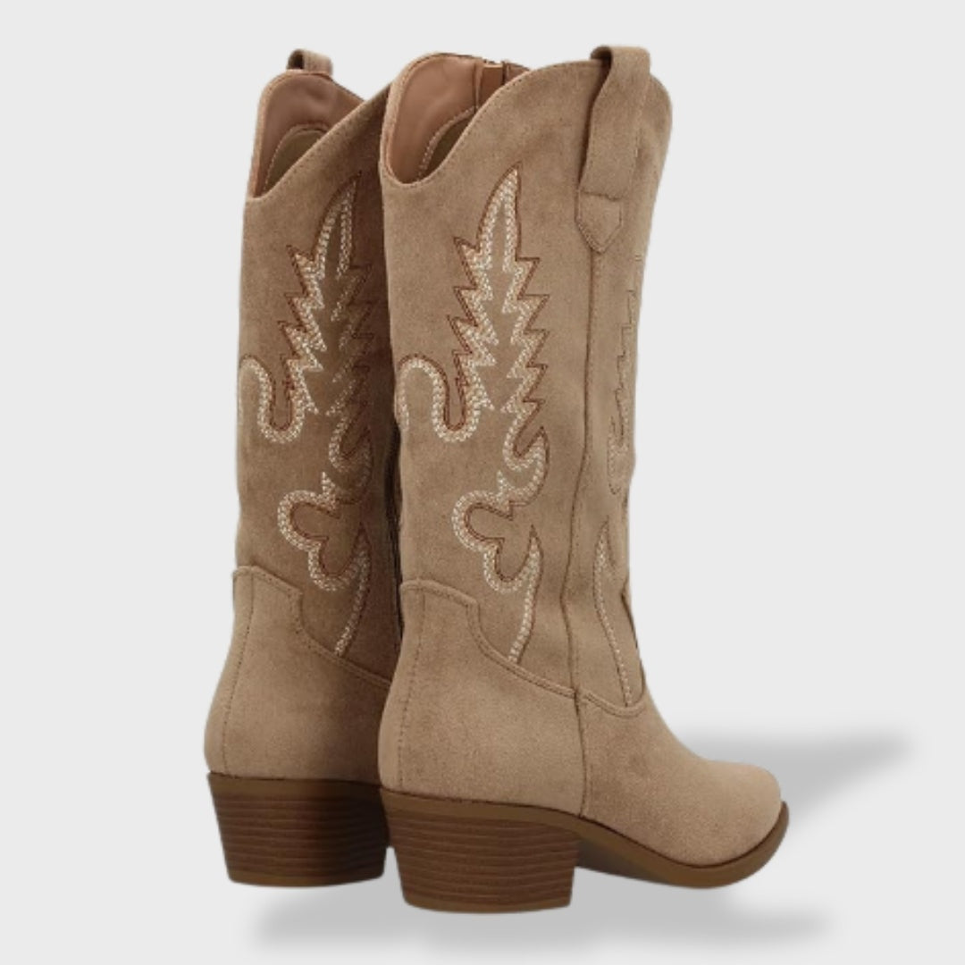 Liliana | Botas Cowboy de Camurça Mulher Cano Alto Bordadas