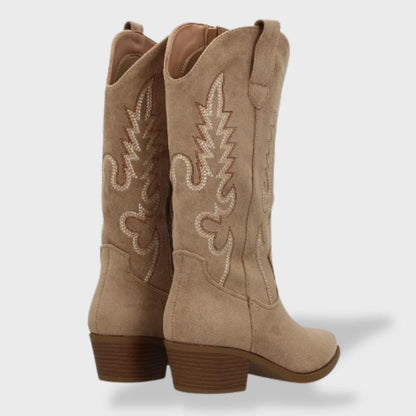 Liliana | Botas Cowboy de Camurça Mulher Cano Alto Bordadas