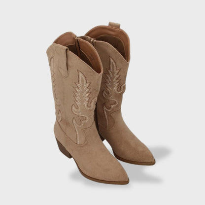 Liliana | Botas Cowboy de Camurça Mulher Cano Alto Bordadas