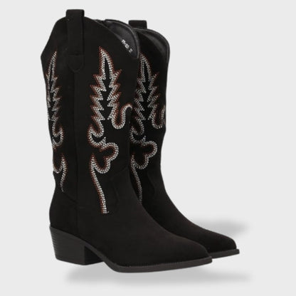 Liliana | Botas Cowboy de Camurça Mulher Cano Alto Bordadas