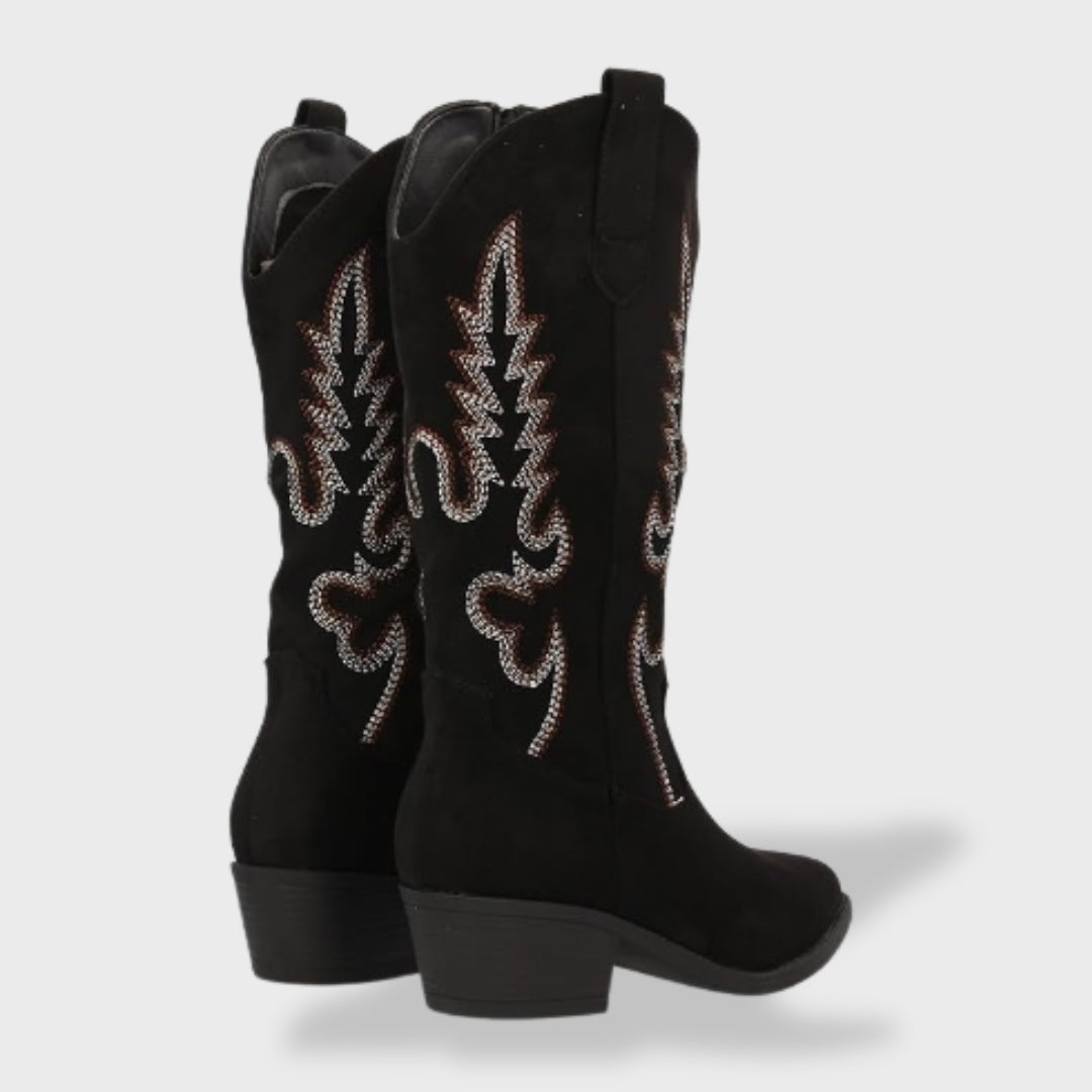 Liliana | Botas Cowboy de Camurça Mulher Cano Alto Bordadas