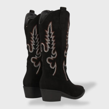 Liliana | Botas Cowboy de Camurça Mulher Cano Alto Bordadas