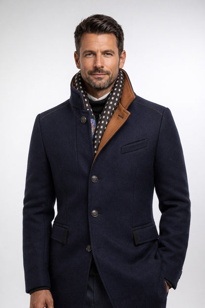 Lucian | Men's Quilted Lined Wool Blend Overcoat Funnel Neck Winter Coat
