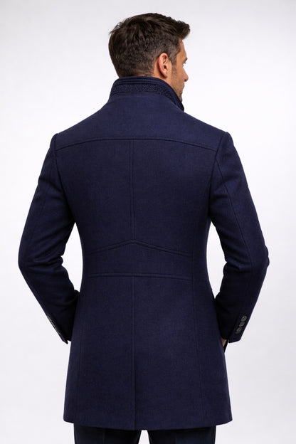 Lucian | Men's Quilted Lined Wool Blend Overcoat Funnel Neck Winter Coat