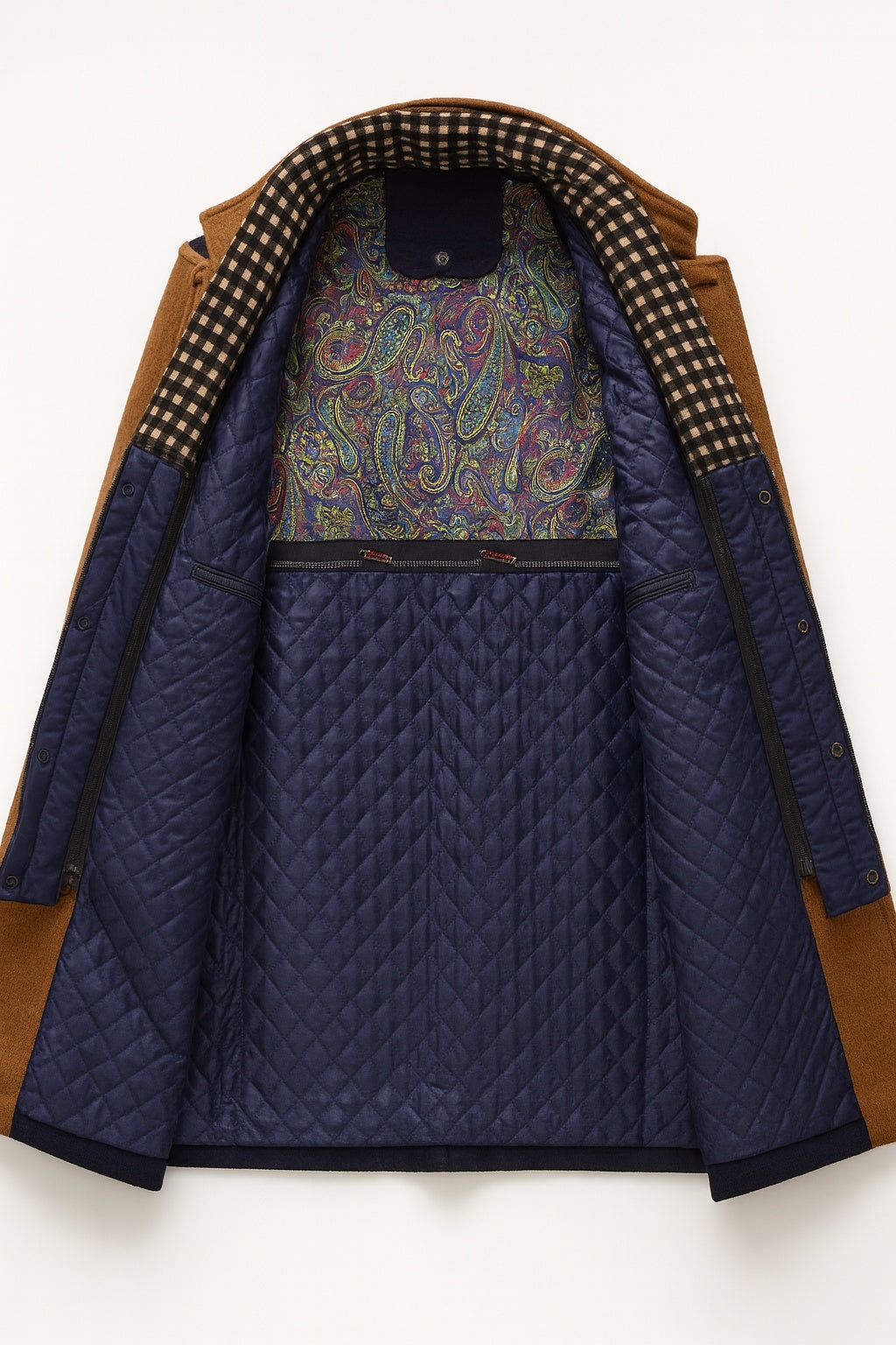 Lucian | Men's Quilted Lined Wool Blend Overcoat Funnel Neck Winter Coat