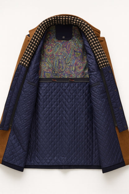 Lucian | Men's Quilted Lined Wool Blend Overcoat Funnel Neck Winter Coat