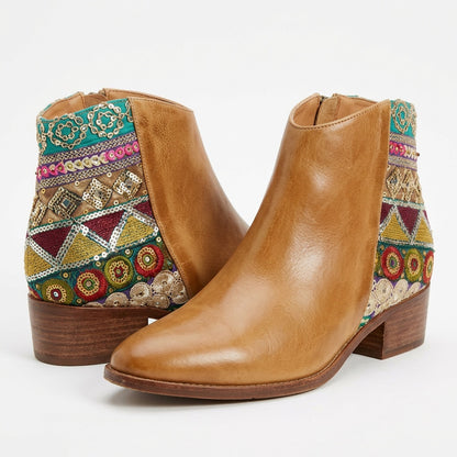 Lúcia | Botins Cowboy Mulher com Bordados e Lantejoulas