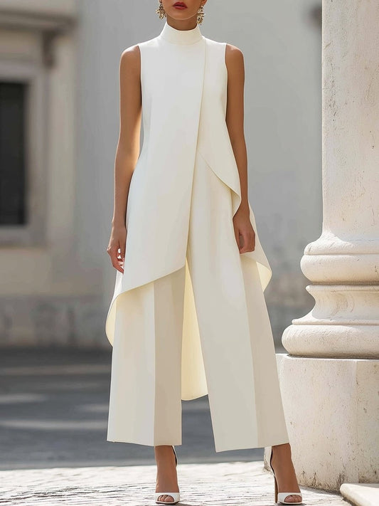 Lilah | Women's Elegant Two Piece Set Asymmetric Top Palazzo Pants