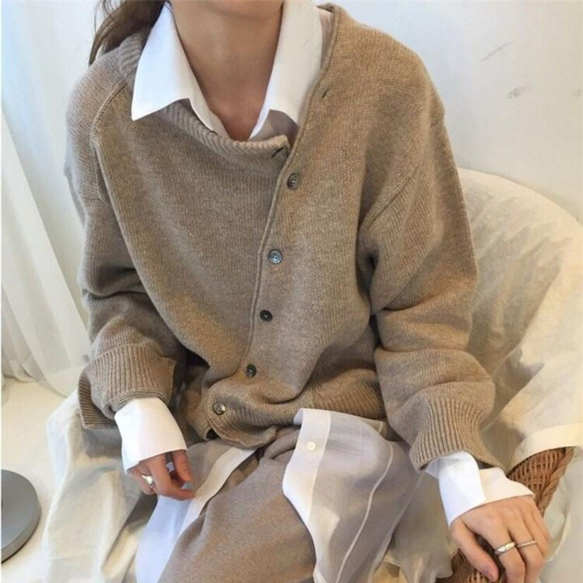 Madalena | Cardigan de Malha Mulher Botões Manga Comprida