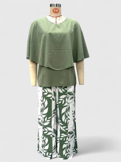 Madalena | Conjunto Blusa e Calças Estampadas Mulher Manga Curta