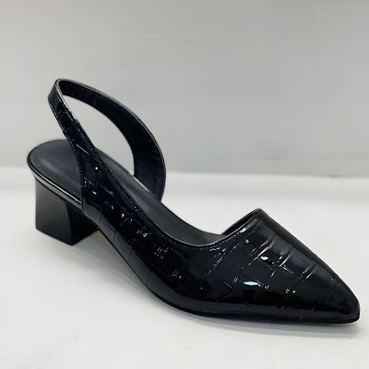 Manuela | Sapatos Oxford Mulher Slingback Bico Fino Salto Baixo
