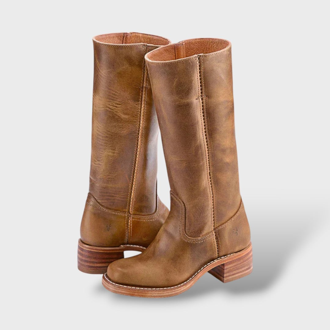 Margarida | Botas de Couro Cano Alto Mulher Salto Bloco