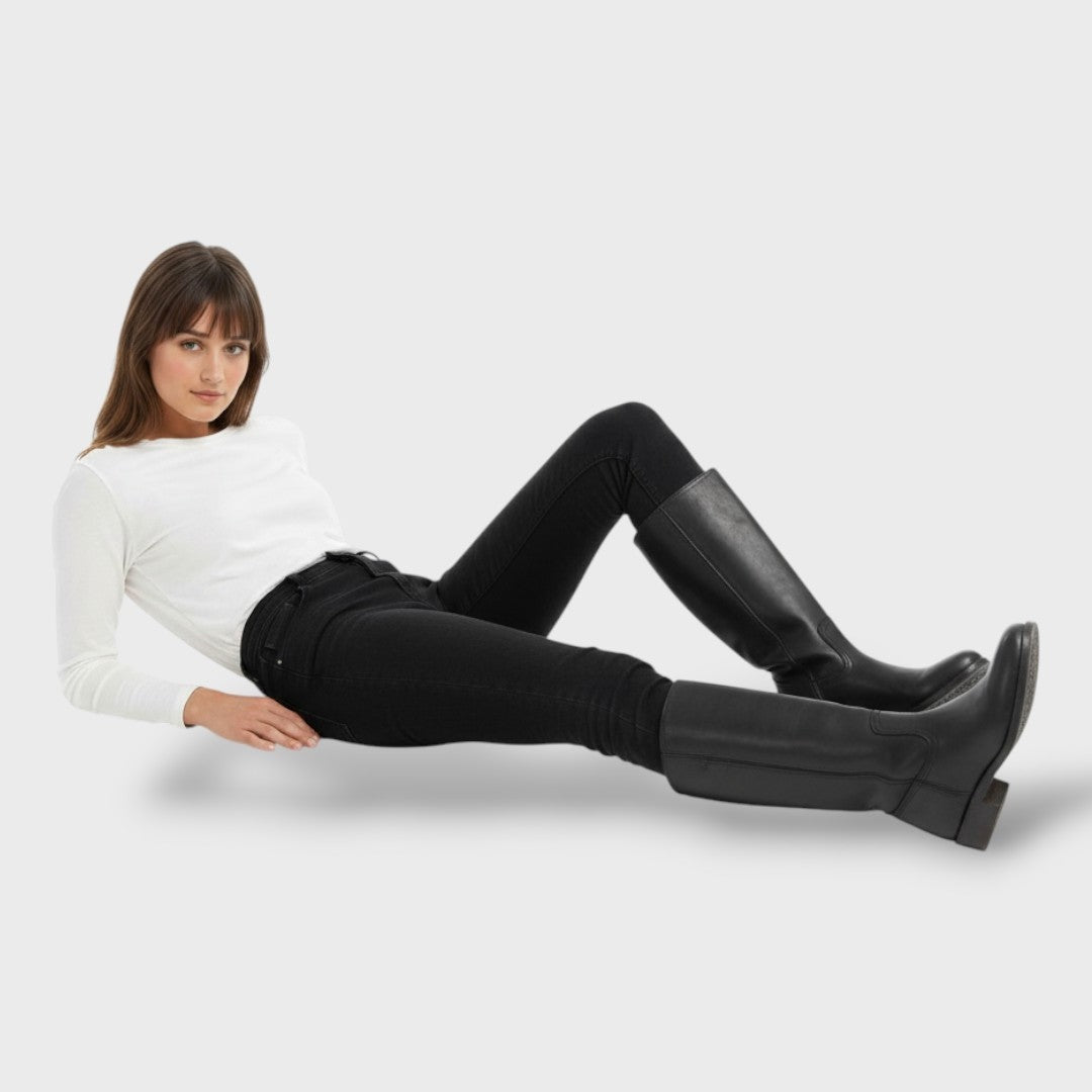 Margarida | Botas de Couro Cano Alto Mulher Salto Bloco