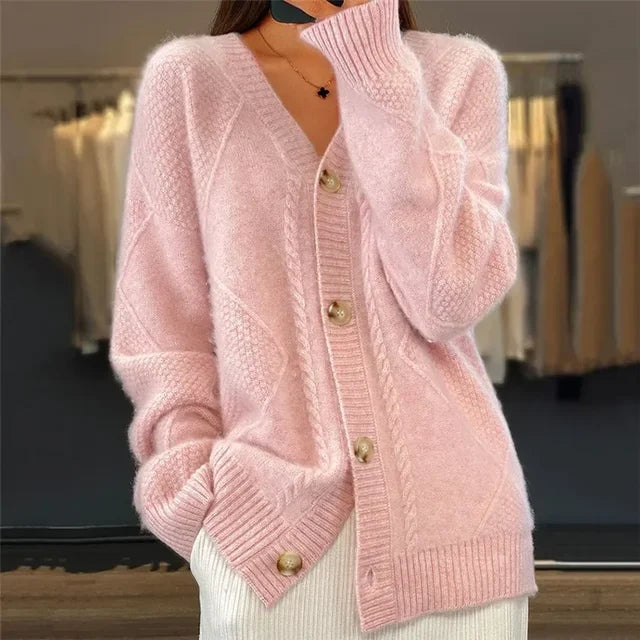 Maria | Cardigan de Lã Mulher Decote V Botões Manga Comprida